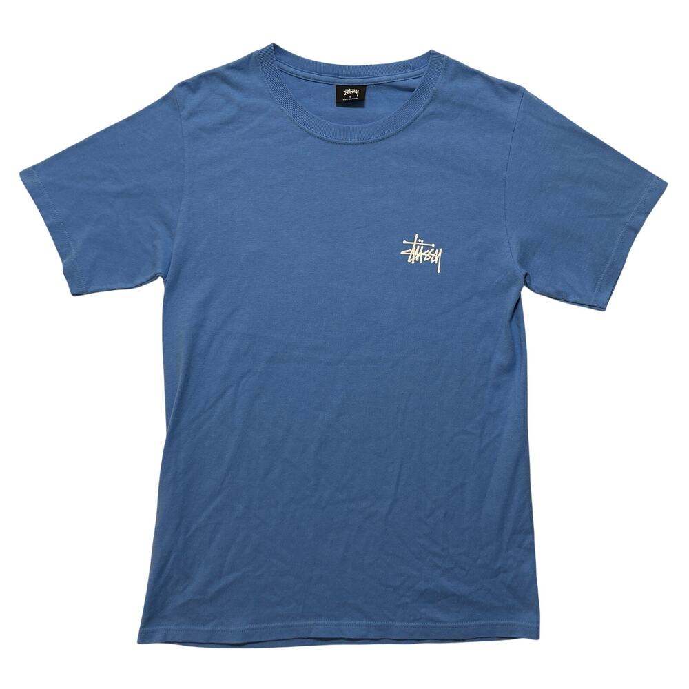 NWOT Stussy Script Basic Logo Short Sleeve T-Shirt Men’s S Blue
